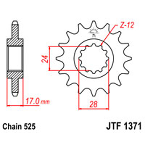 JT JT Gear Box Sprockets G/B 1371-15 HON (2073)